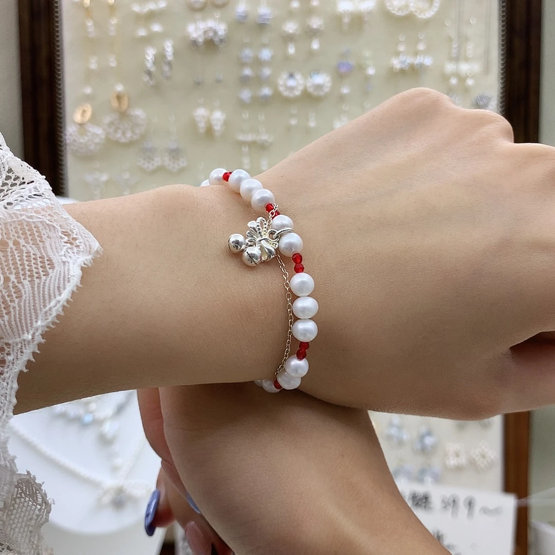 银S925镶嵌耳饰淡水珍珠