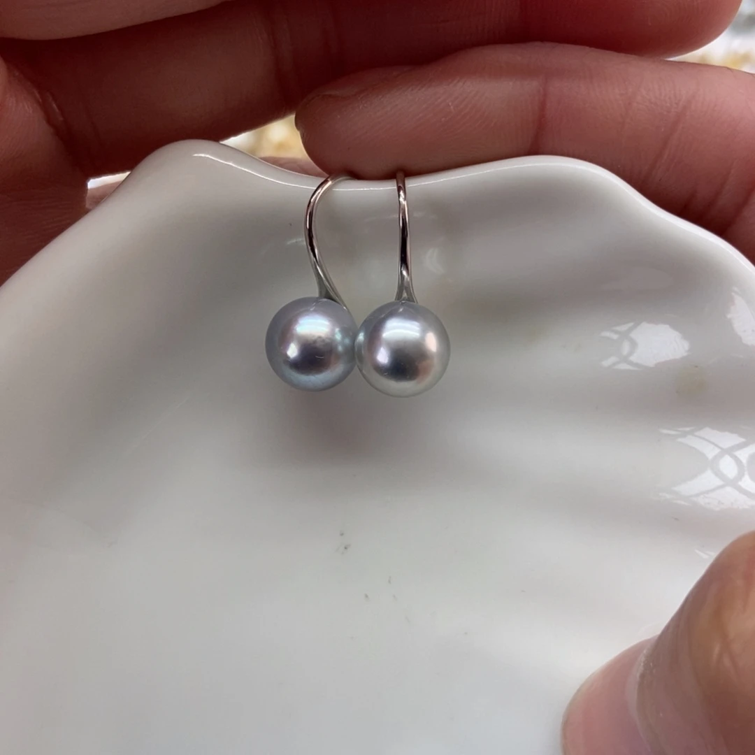 海水珍珠耳饰银S925镶嵌