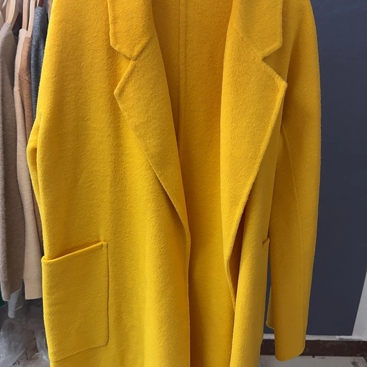 纯羊毛大衣亮黄色L尺码