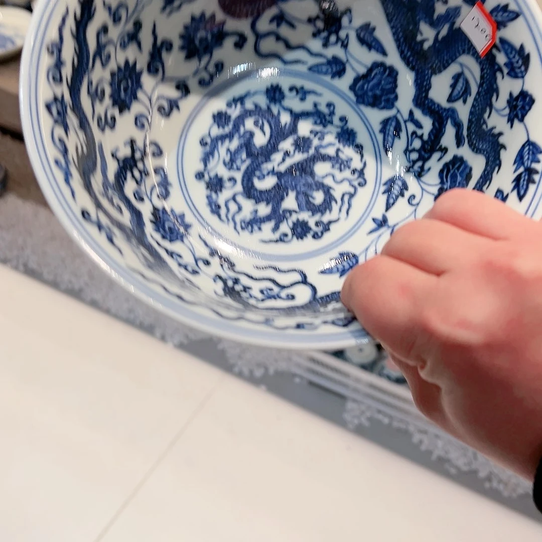 ?****.春花秋月龙纹大面碗