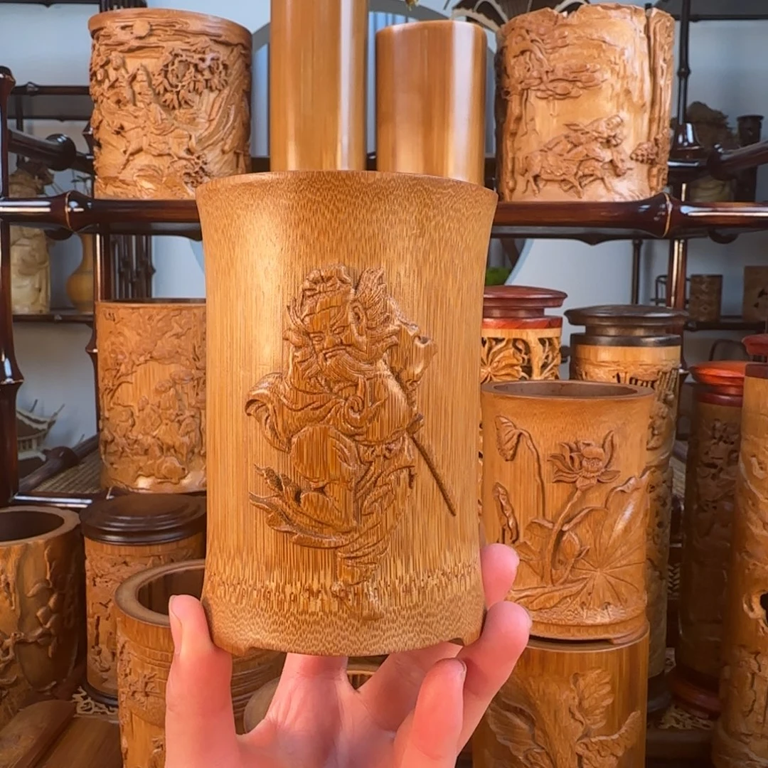 竹钟馗小号笔筒茶道筒