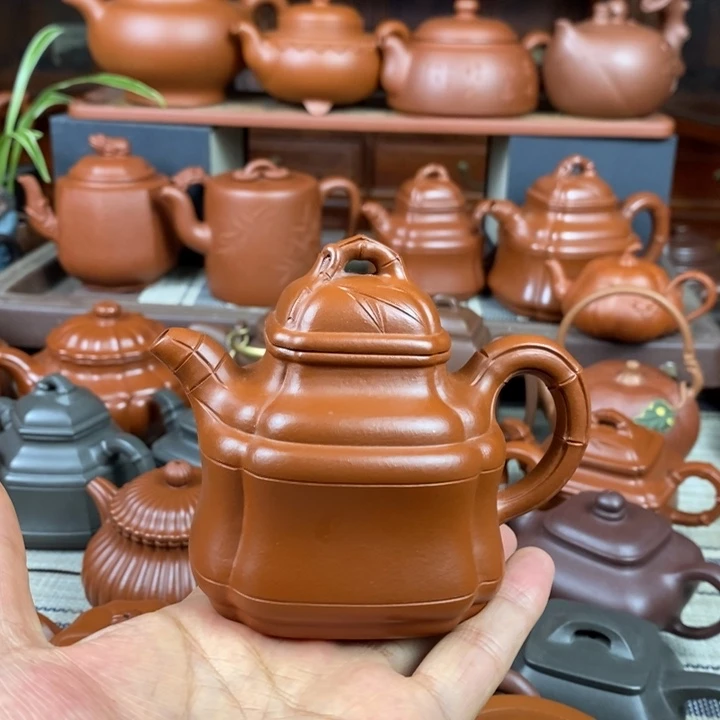 紫砂茶壶四方竹鼎150-200-260-350cc原矿赵庄朱泥特价