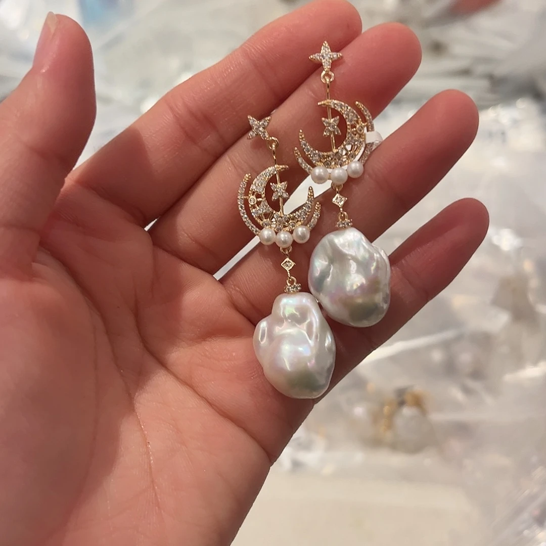 淡水珍珠耳饰合金