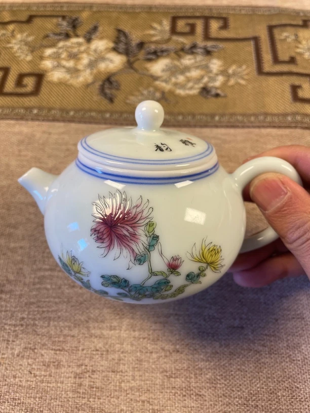景德镇陶瓷粉彩釉上彩茶壶功夫茶壶泡茶壶喝茶茶壶陶瓷壶
