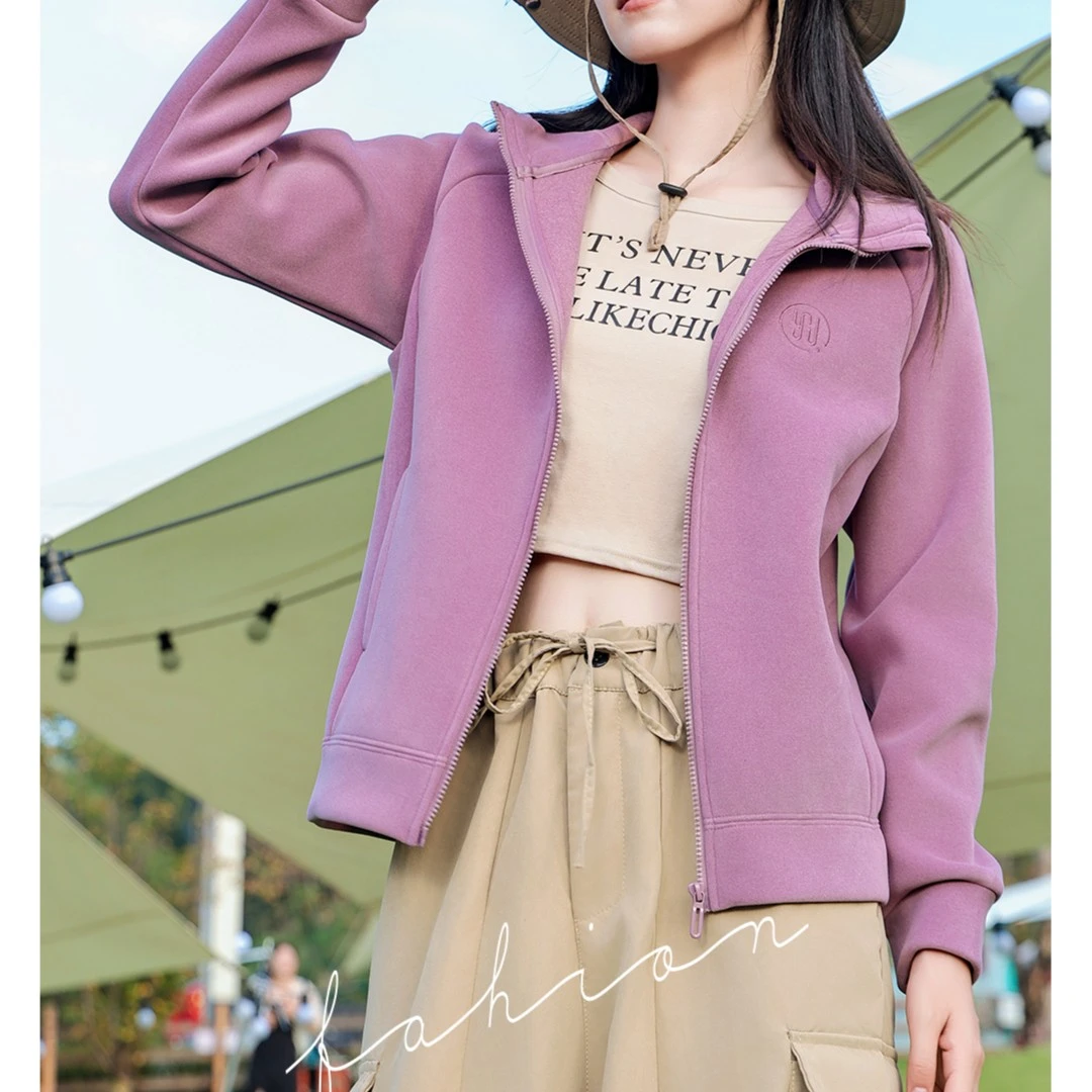 花花/8012-新款保暖防风黑科女士防风衣舒适运动外套