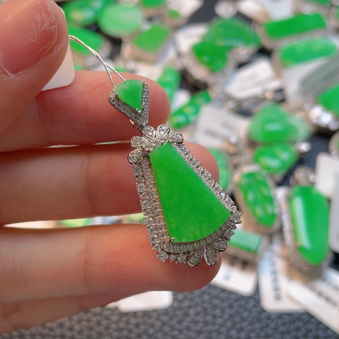 翡翠银S925镶嵌吊坠(不含链)