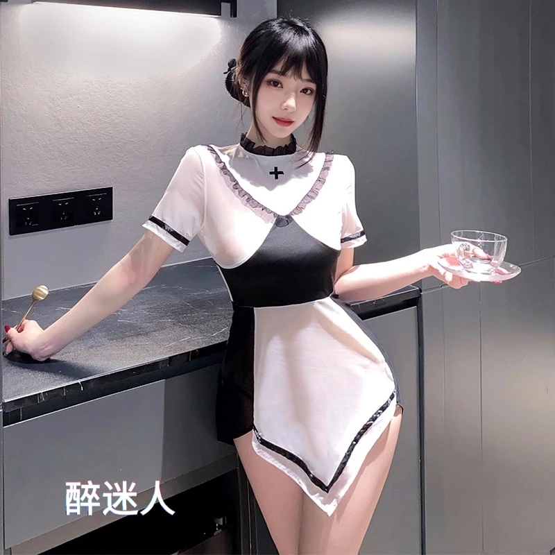 纯欲修女制服套装白色Lolita露背显瘦气质性感时尚收腰修身公主风