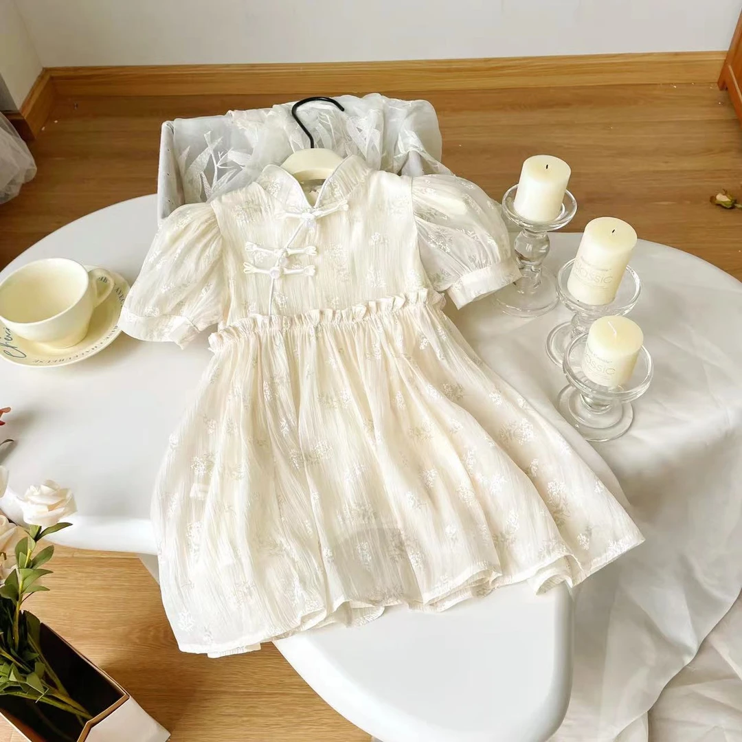 【现货】A24226夏季女宝连衣裙女童气质复古国风中式裙子甜美