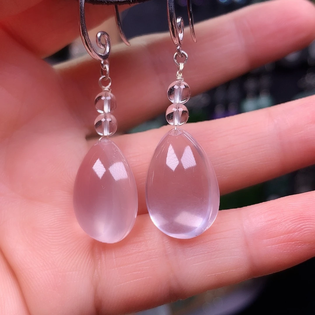 水晶耳饰银S925镶嵌精美