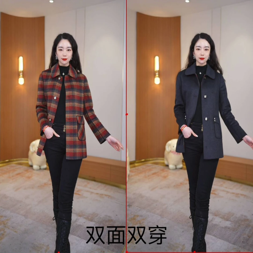 MLYGT【直播专享】一件顶两双面双穿手工羊毛大码大衣秋冬洋气女