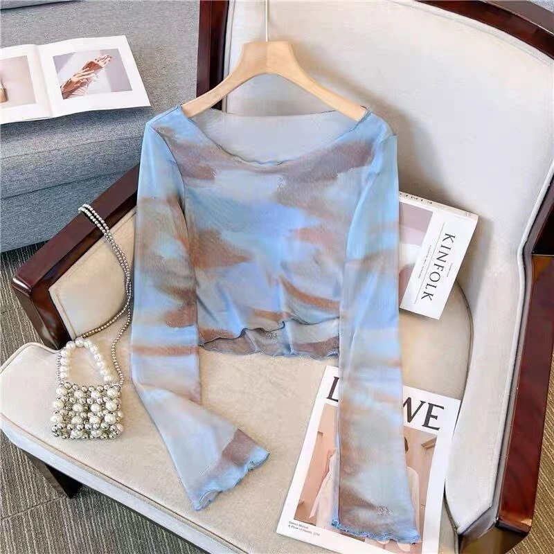 【新款D】 双层不透 水晶纱 防晒衣 时尚百搭 女装显瘦露脐辣妹-