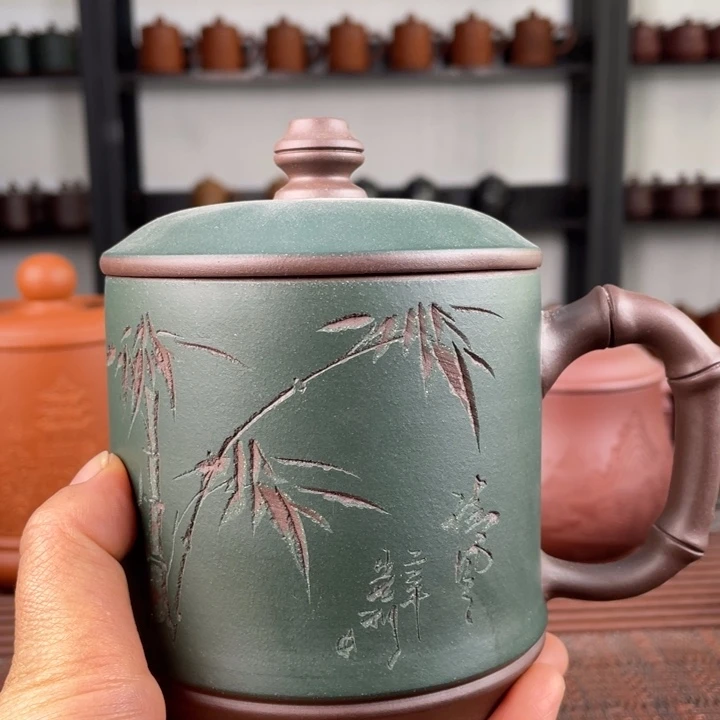 紫砂茶杯宜兴原矿紫砂盖杯微瑕