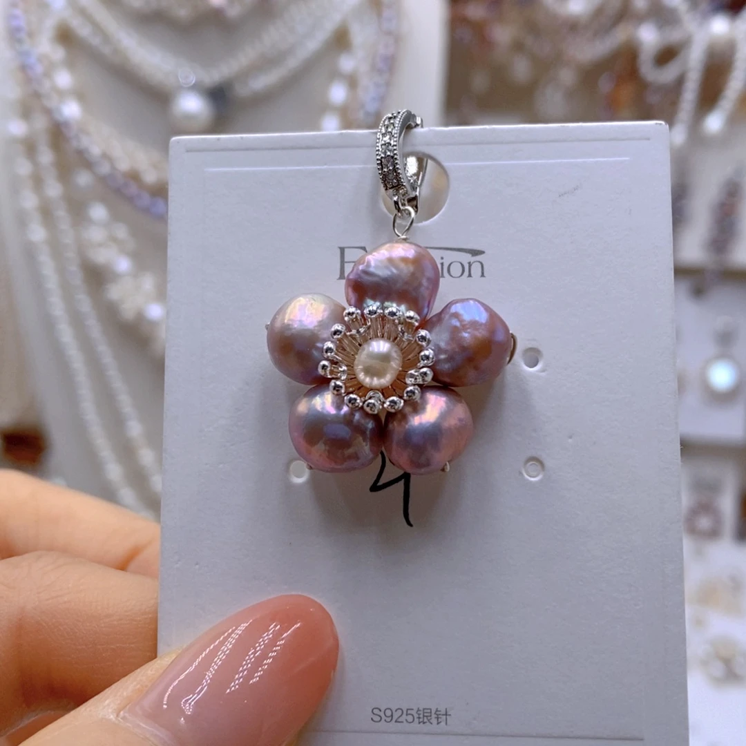 颈饰银S925镶嵌淡水珍珠