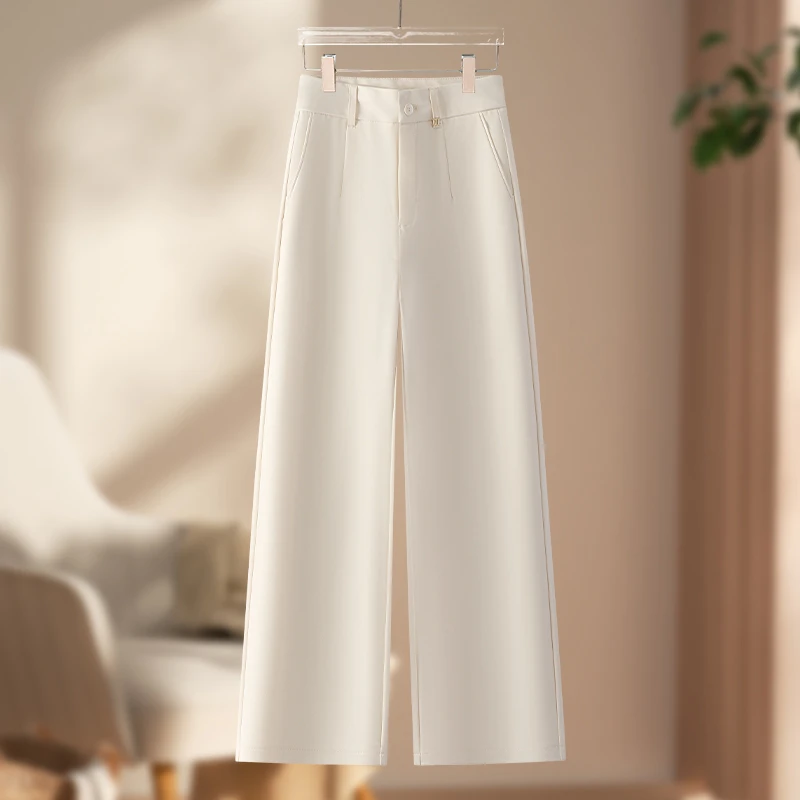 冰丝直筒西装裤女士夏季薄款2025新款高腰显瘦垂感休闲九分阔腿裤