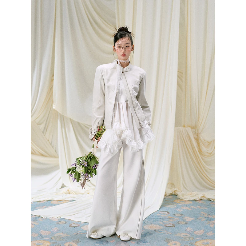 【小熊】LLDC 13号14点 复古机车风立领PU皮衣外套女春