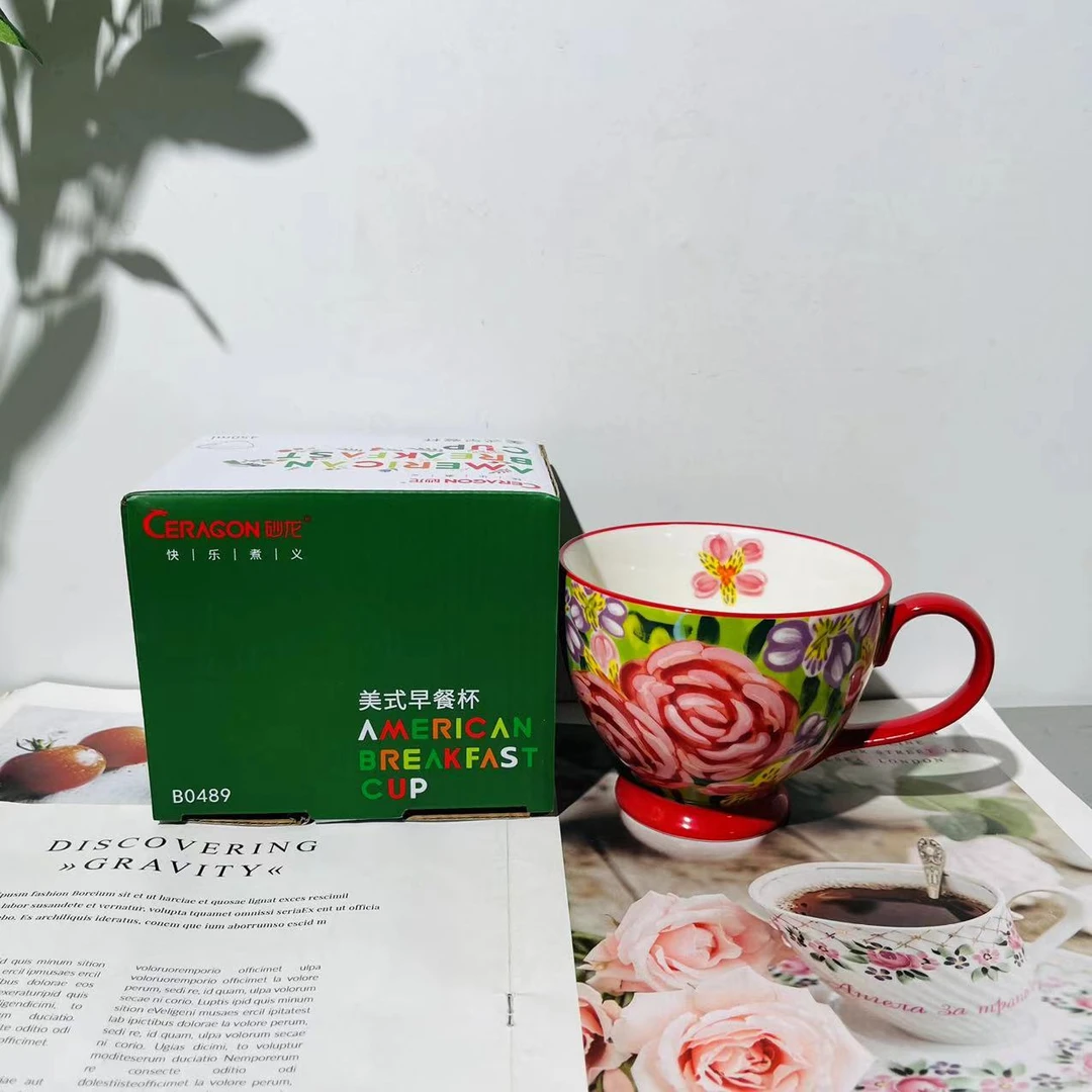 田园风光-玫瑰花早餐杯