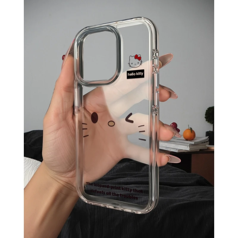 飞虎胜简约kitty猫表情适用iPhone16高透手机壳华为viv小米15oppo