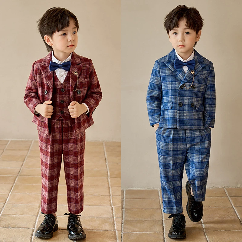 春秋款儿童西装礼服套装花童婚礼服宝宝绅士生日西服男童演出服
