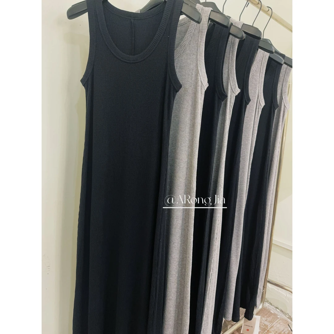 【ARONG阿荣家】吊带裙05020-黑色灰色-F