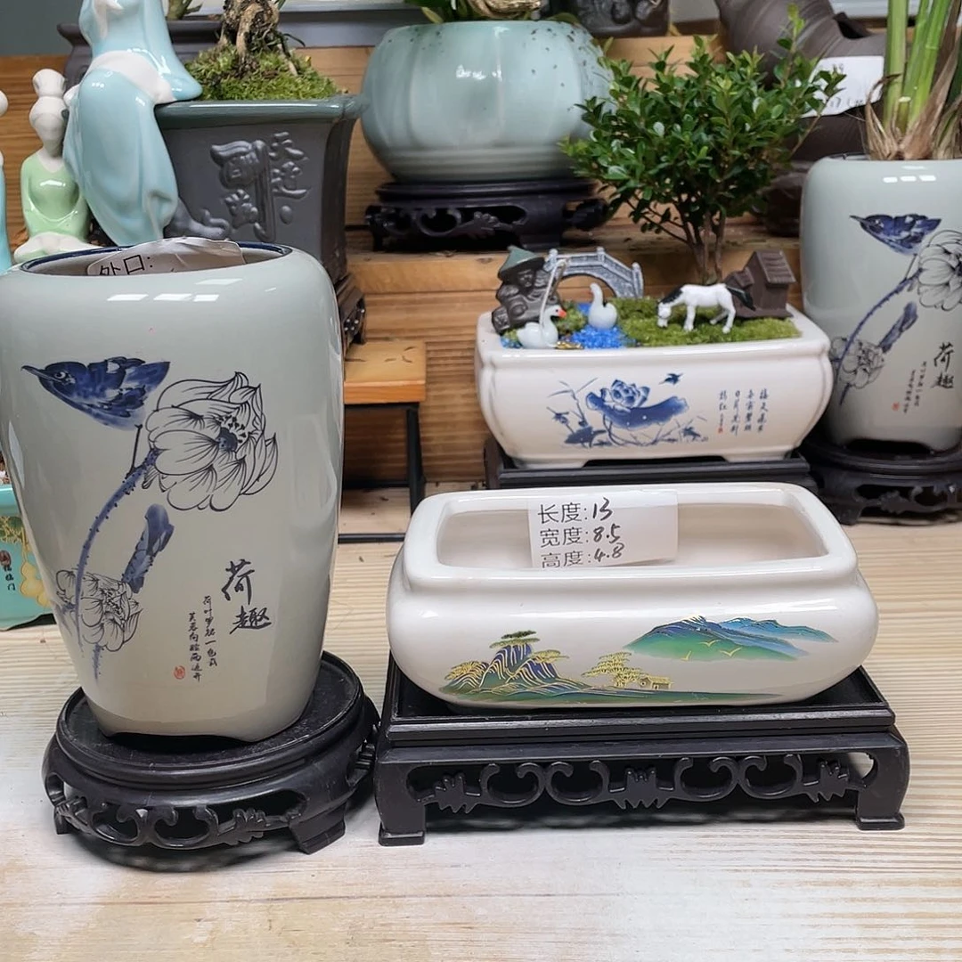 紫砂花盆陶瓷艺术花盆陶瓷