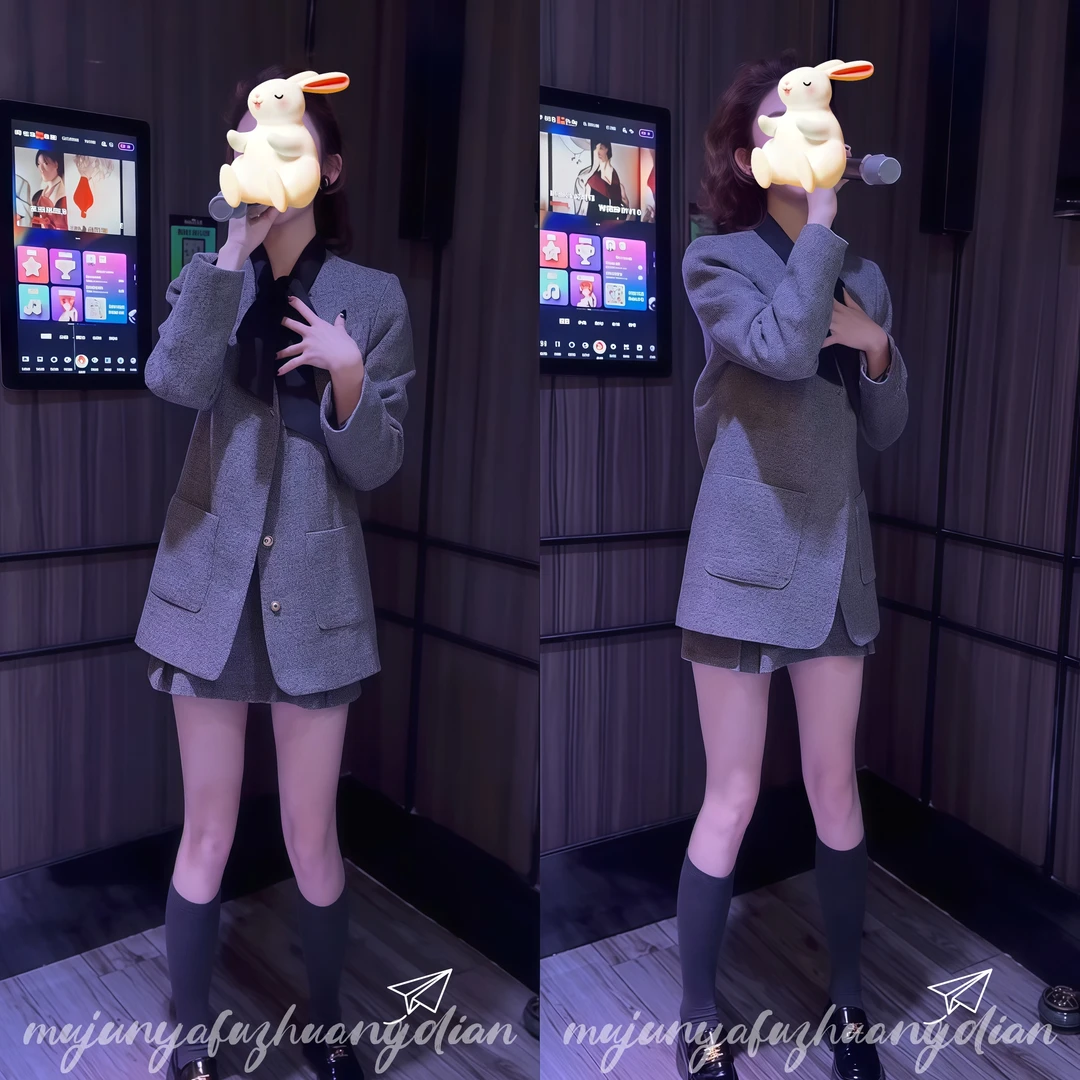 冬季新款高级感时尚气质套装女士高贵显瘦西服外套洋气短裙两件套