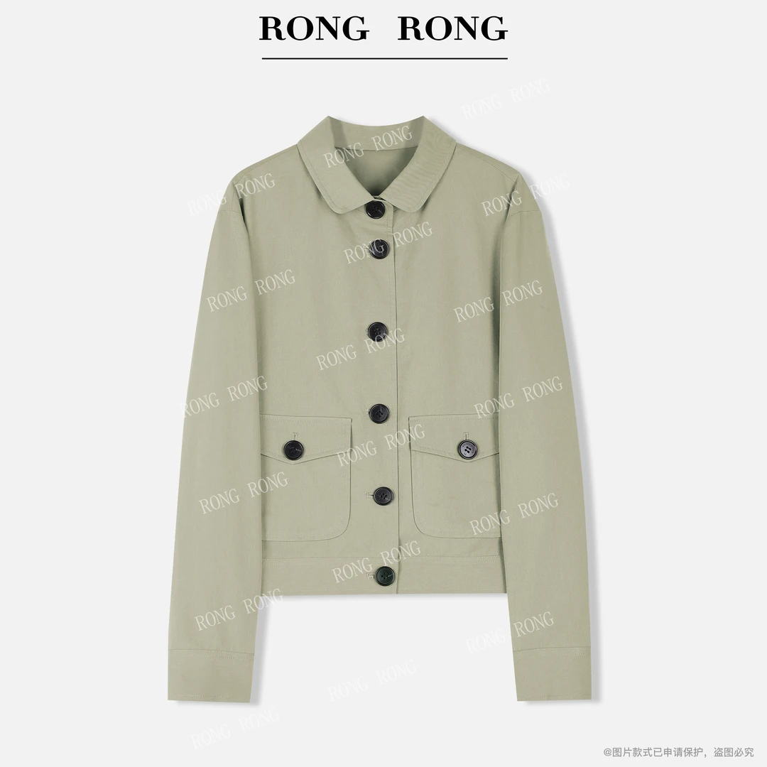 溶溶【雅格风度】RONGRONG 莱赛尔棉混纺翻领日系极简风外套H-Z0423