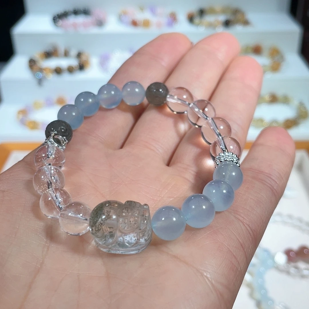 水晶手链未镶嵌海蓝宝手串