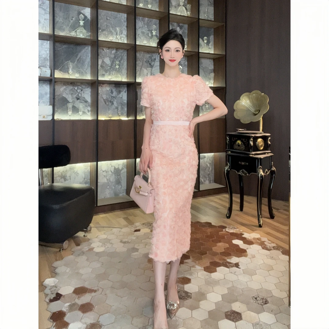 沐子的轻奢私藏【Mu/zi65396】夏季复古法式小众修身名媛优雅连衣裙