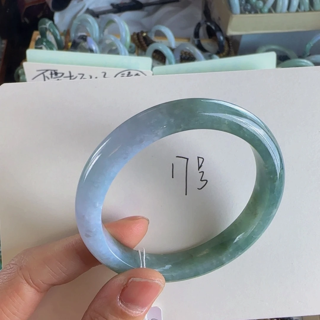 翡翠手镯未镶嵌老坑55圈木那雪花