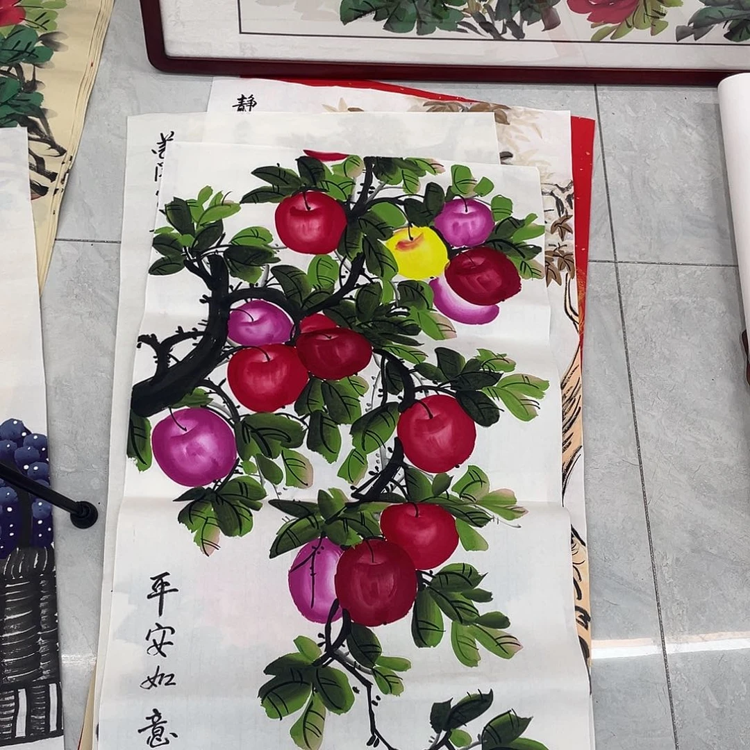 国画国画作品原稿三尺苹果