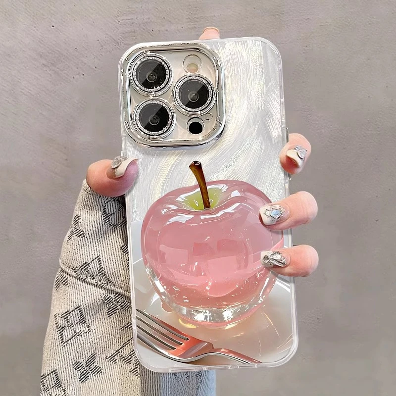 水晶苹果适用苹果16promax手机壳新款15pro全包防摔14plus保护套