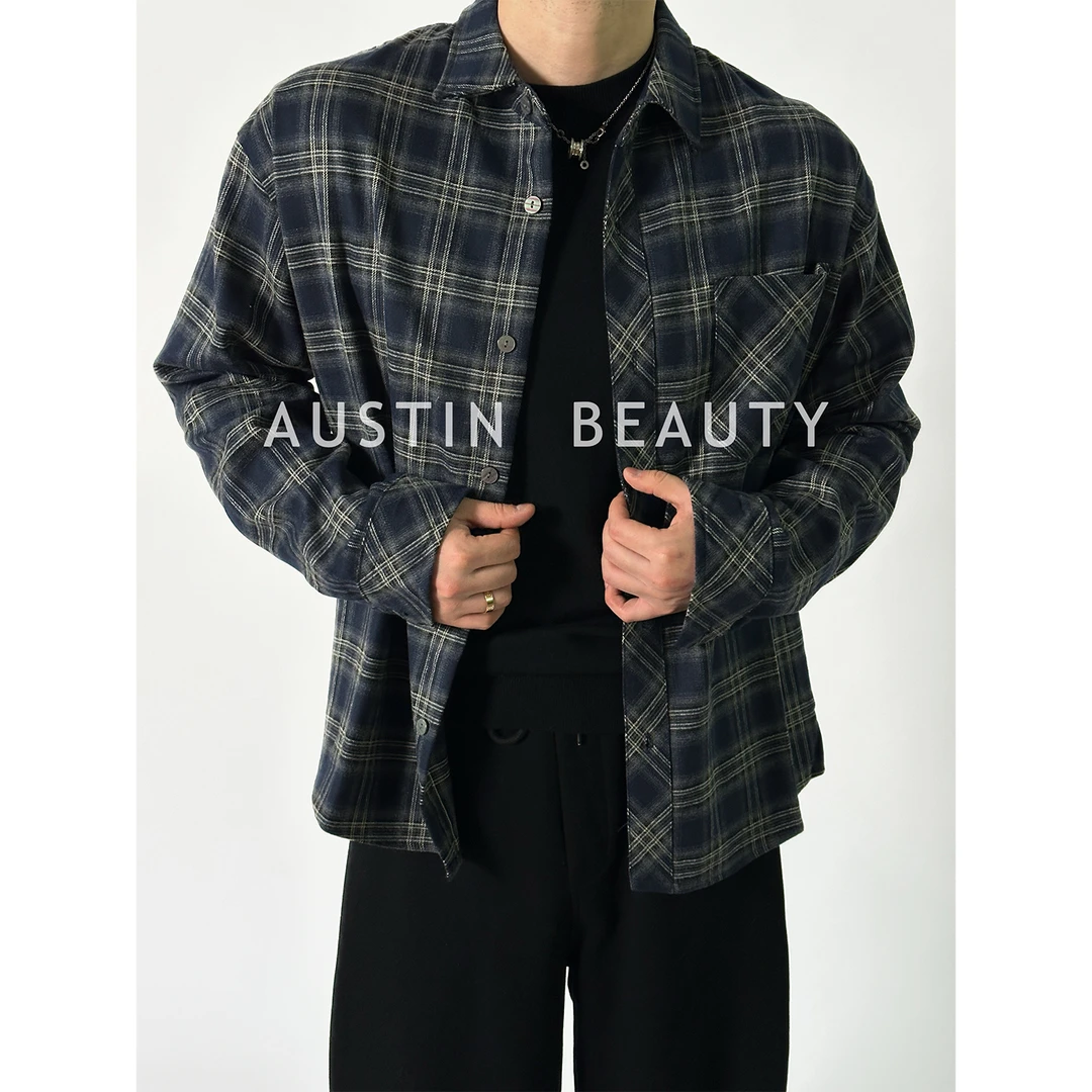 AUSTINBEAUTY【新品上新】极简格纹衬衫打底百搭长袖