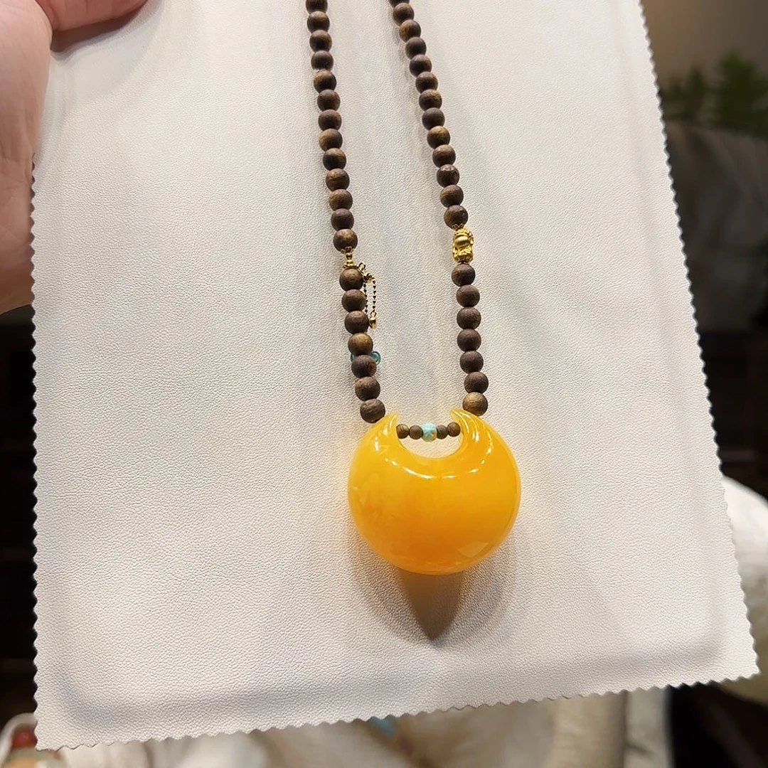 蜜蜡未镶嵌项链蜜蜡月牙
