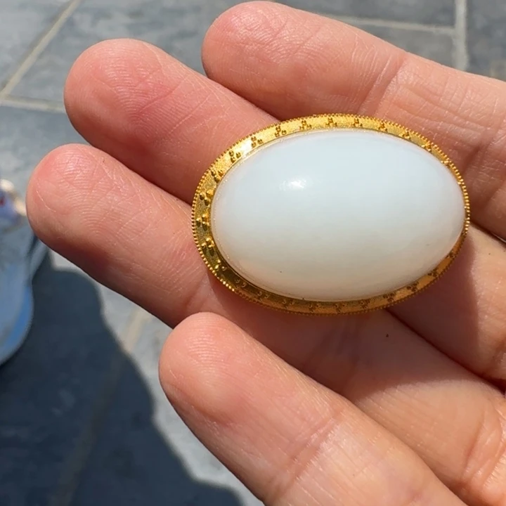 和田玉18K金镶嵌颈饰俄料白玉鸽子蛋TZ多样性拍一发一