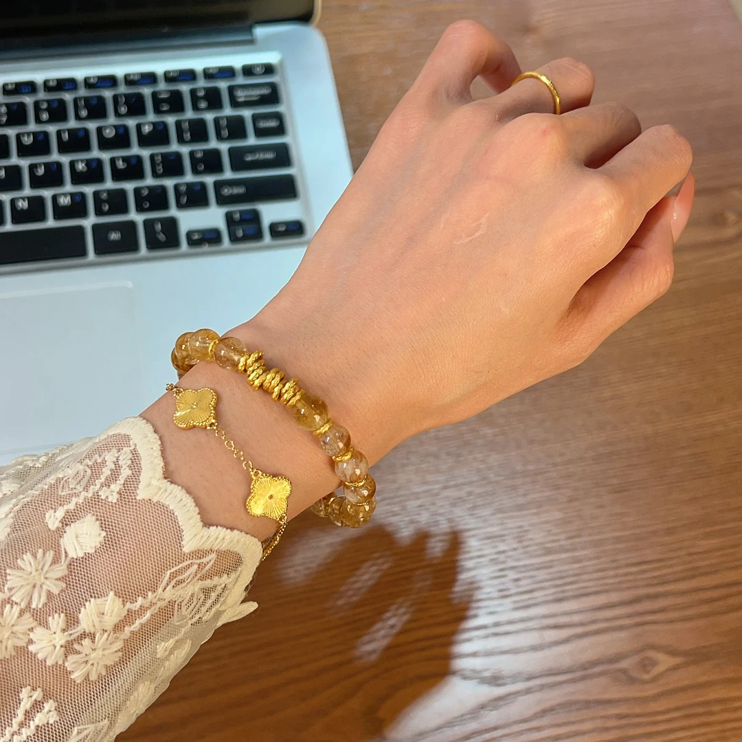 【一薪一亿】8m黄塔+6m盘缠手串多样性原创设计天然水晶Y226