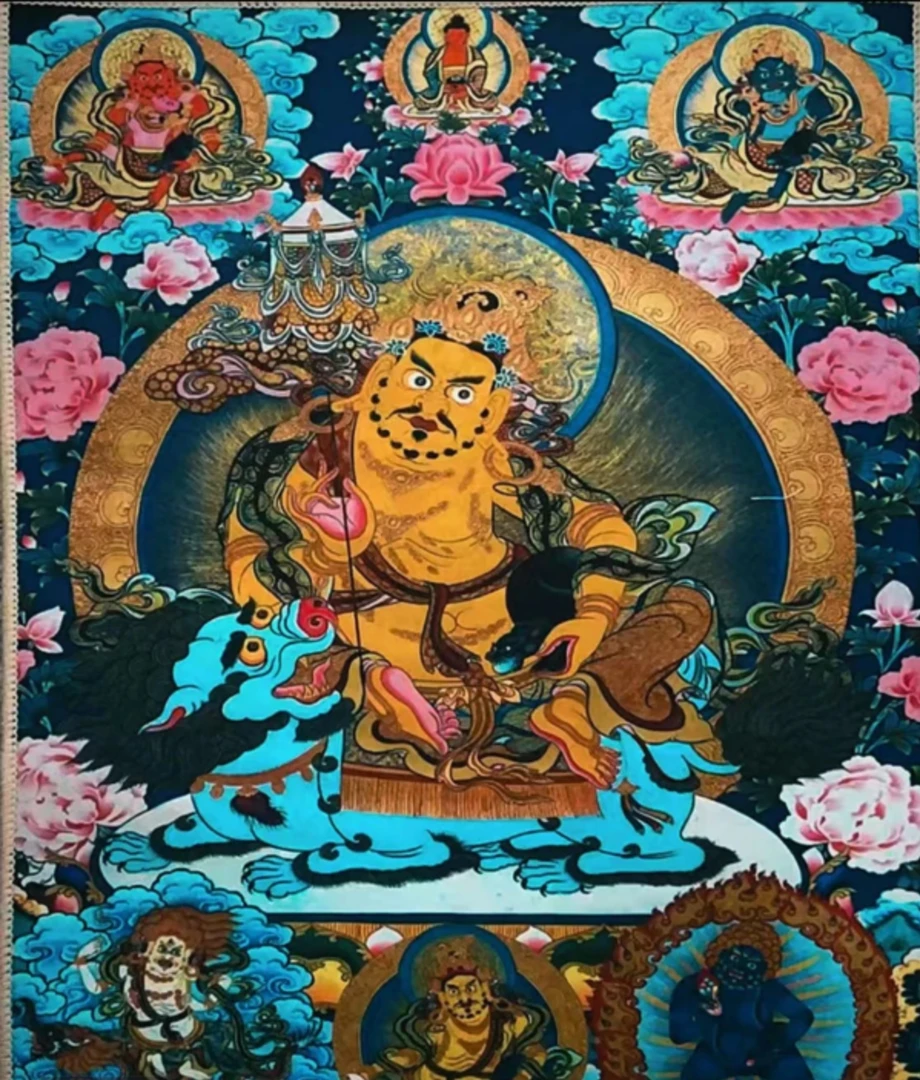 西藏包邮40*50厘米民族风黄财神唐卡挂毯可用于客厅装饰