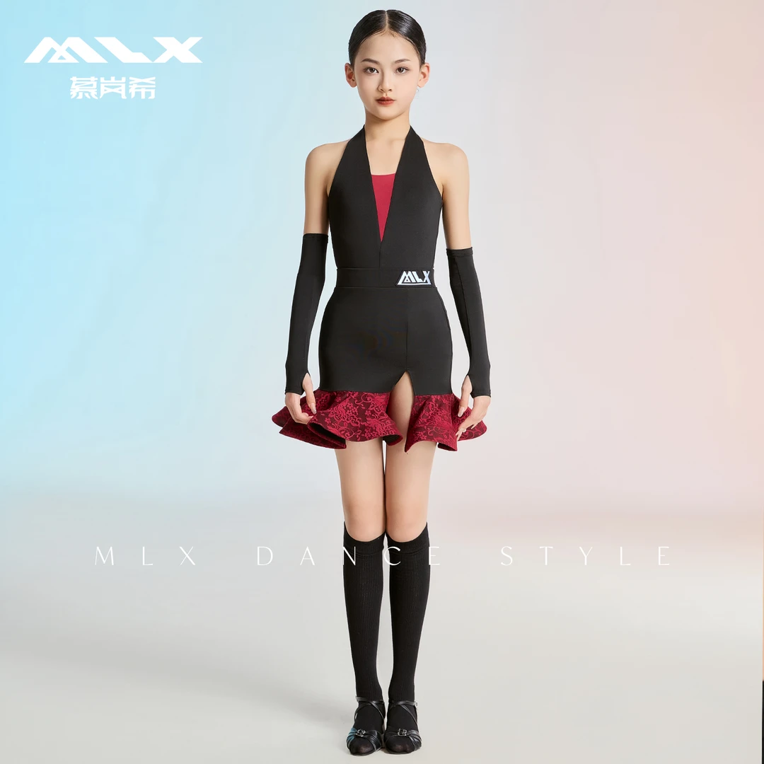 慕岚希【直播福利】新款拉丁舞练功服套装吊带上衣半身裙舞蹈服8214