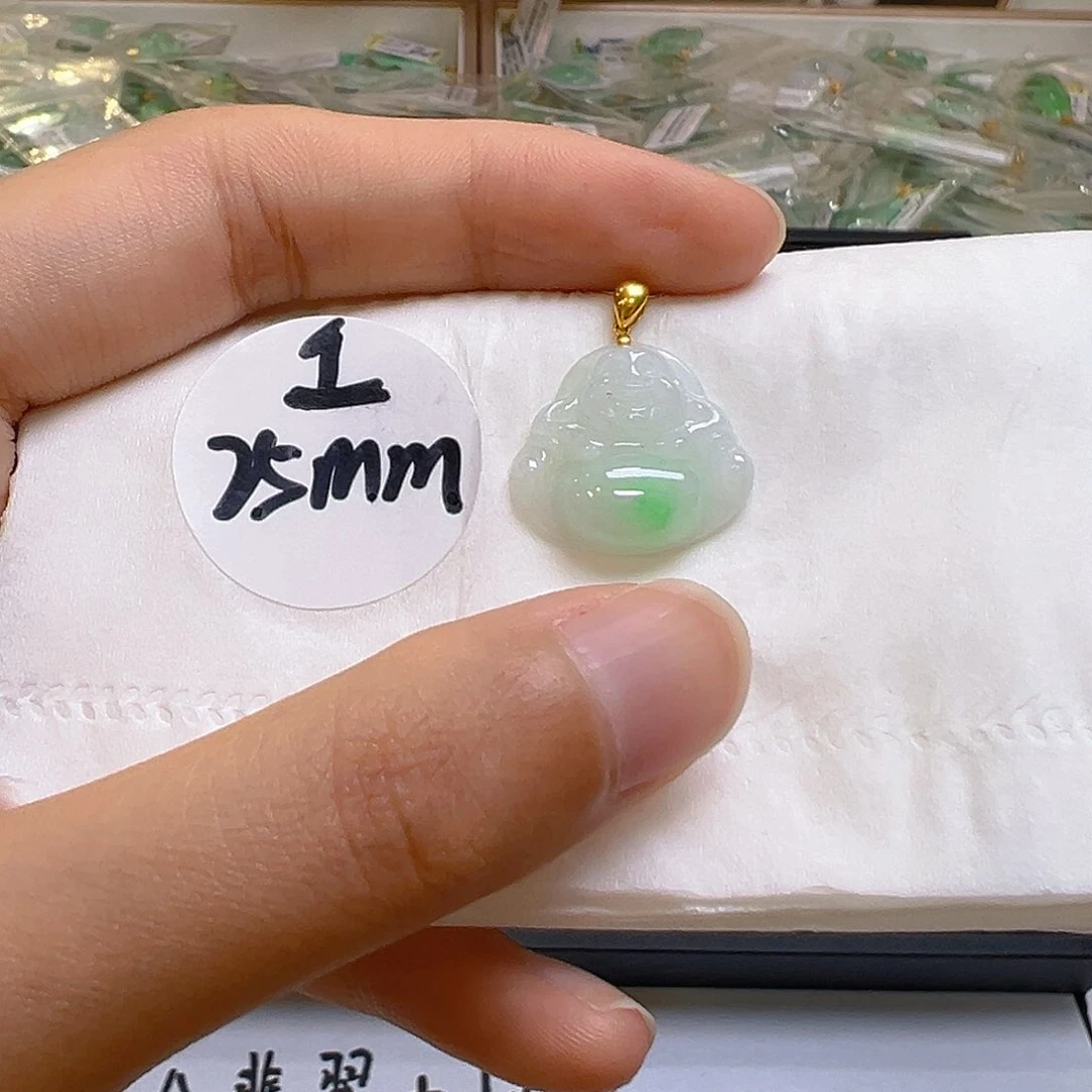 翡翠18K金镶嵌吊坠(不含链)翡翠