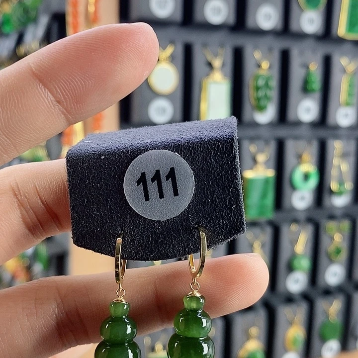 和田玉耳饰18K金镶嵌