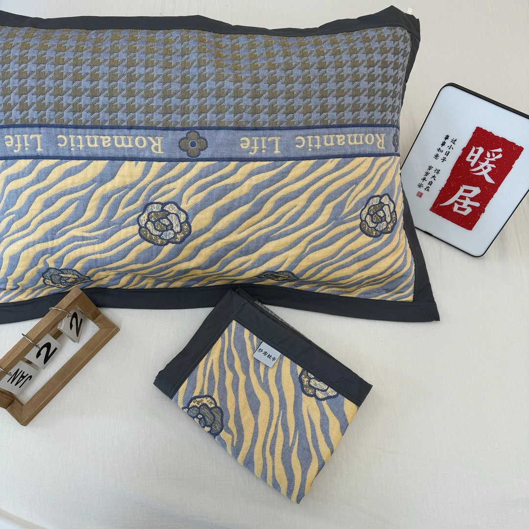 J【枕巾-千鸟山茶花】52*78cm高密枕巾柔软高档透气