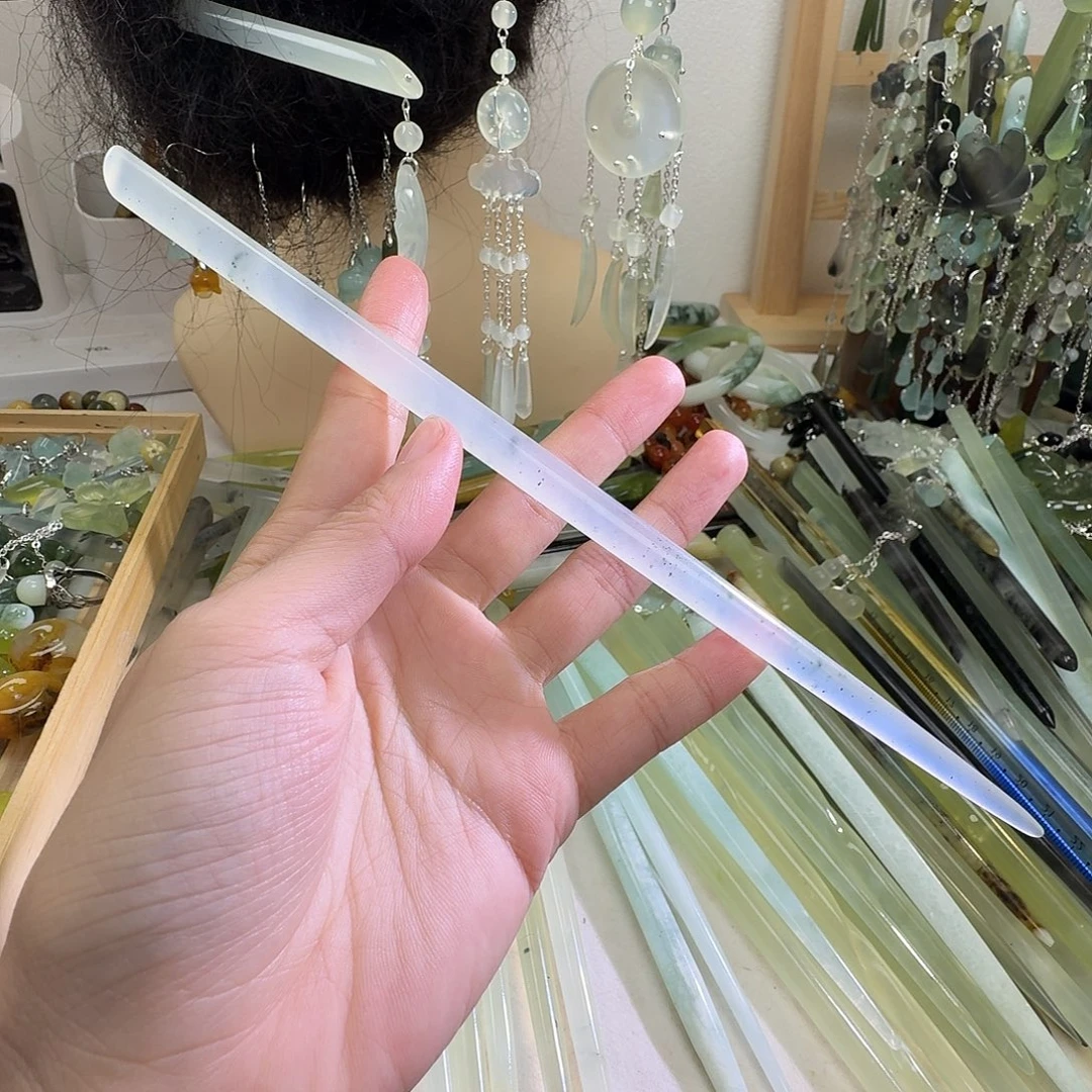 蛇纹石玉合金发饰长度21.5