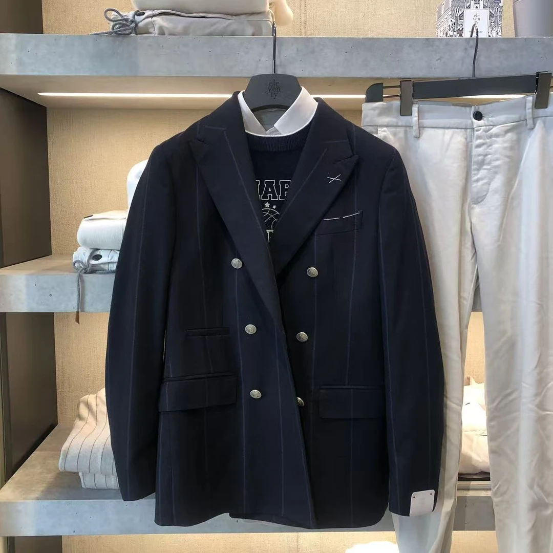 【NANA在意大利】代 ele venty百分百羊毛双排扣单西外套