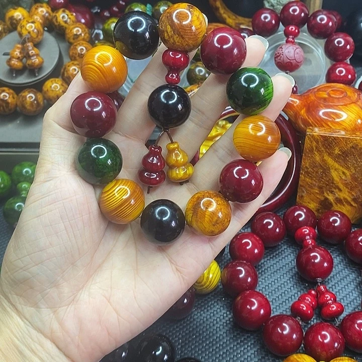 松木琥珀木文玩手串