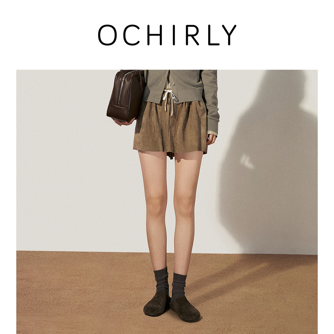 OCHIRLY欧时力 东非进口麂皮半身裙短裙运动风高级感2025早春新品