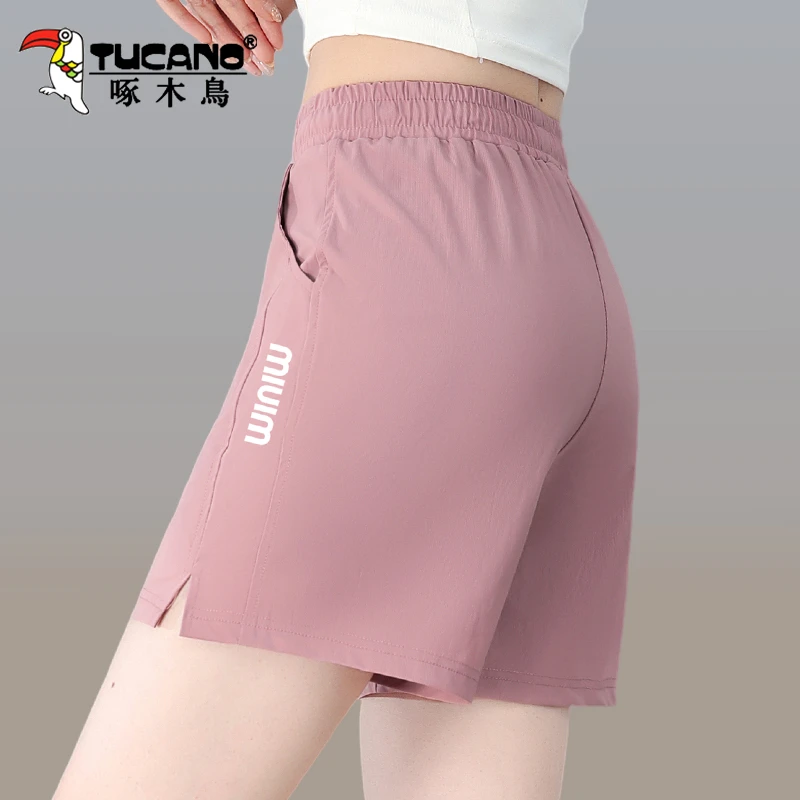 啄木鸟短裤女外穿夏2025新款洋气百搭直筒五分裤冰丝速干女士裤子