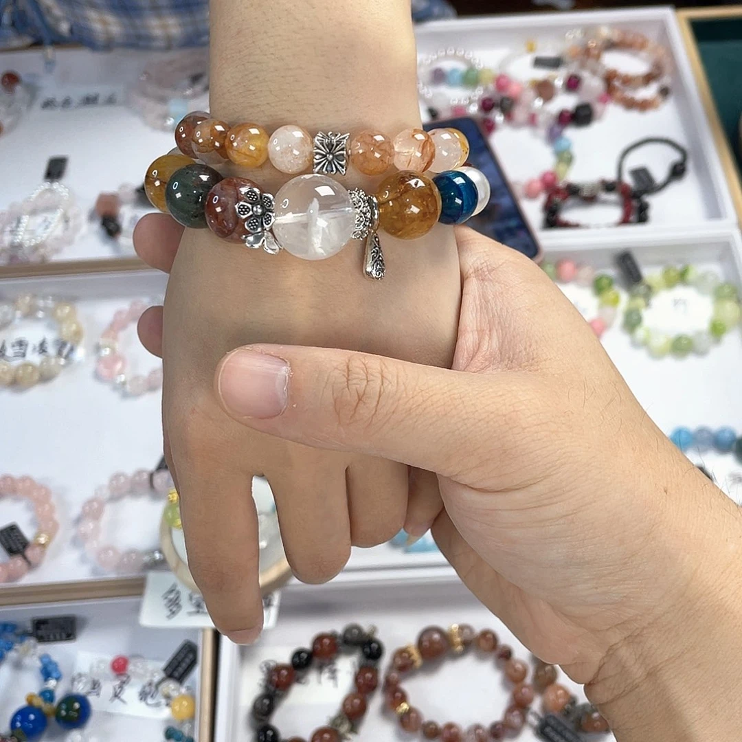 水晶手链银S925镀金镶嵌