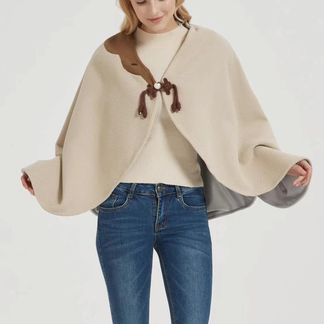 冬季室内办公室电热斗篷披肩女披肩外套秋冬新款外穿抗风保暖披肩