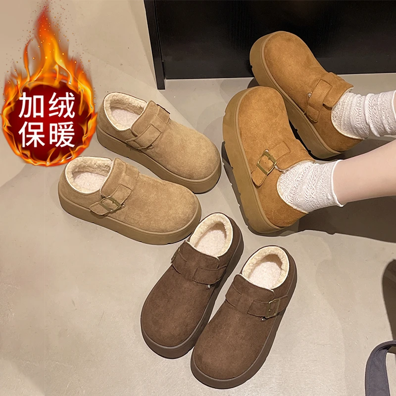 羊羔毛勃肯鞋女加绒加厚大棉保暖雪地棉鞋2025年冬季新款雪地靴