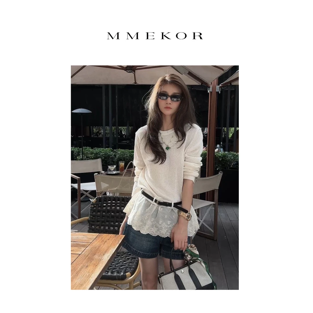 MMEKOR“气质名媛”针织衫 2025新款智性通勤法式上衣 89681