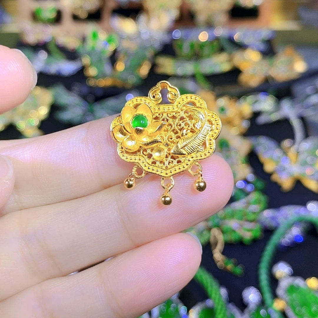 吊坠(不含链)银S925镶嵌翡翠